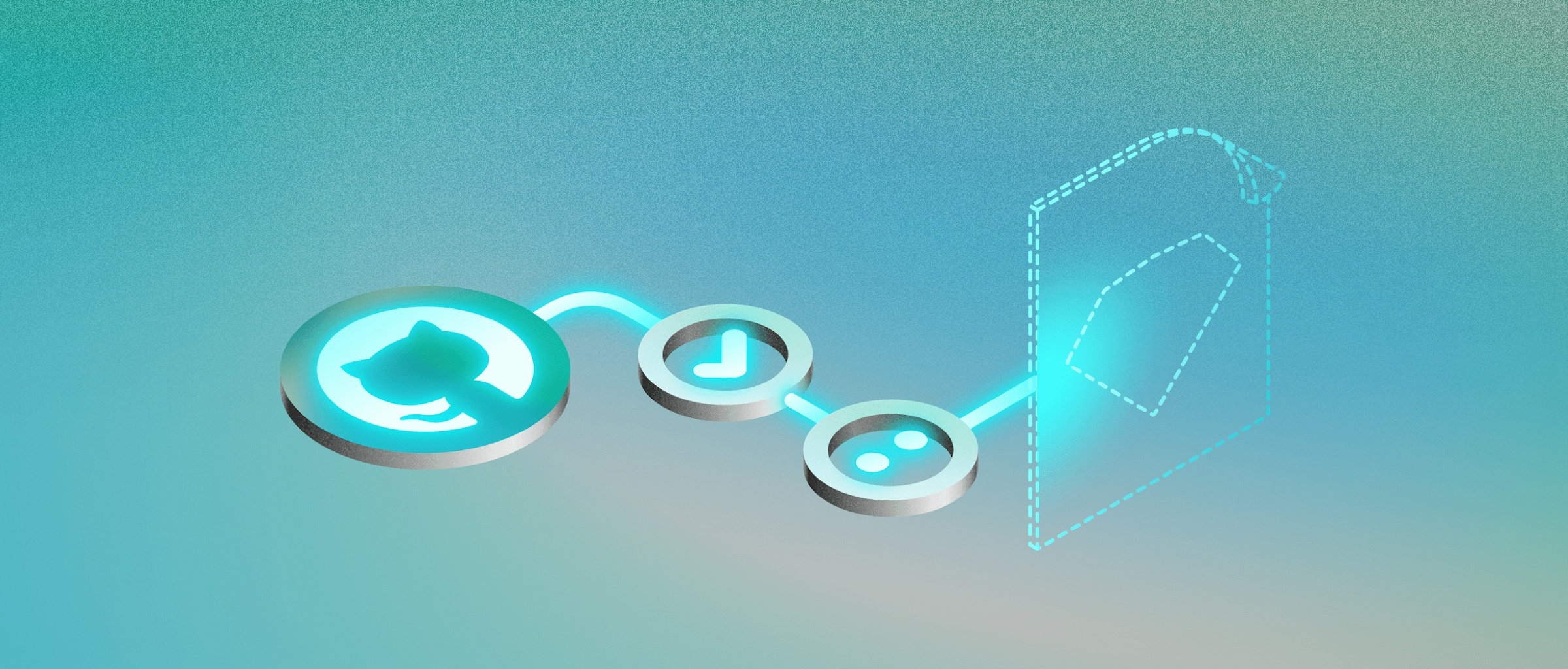 Image showing a GitHub disc connecting to a Sketch document over a teal background.